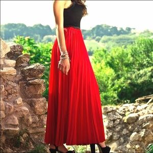 Bebe Red Maxi Sheer Skirt